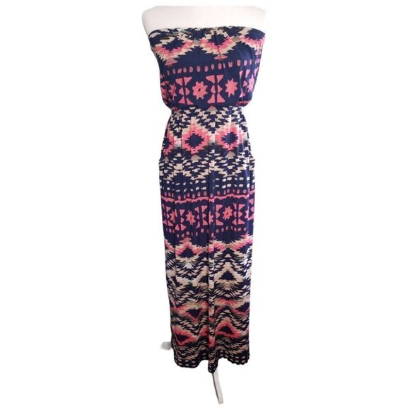 Three Pink Hearts Strapless Maxi Size Small - Picture 1 of 7